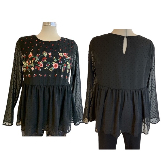 JASMINE & JULIANA Gorgeous Maternity Black Embroidery Long Sleeves Size S - Picture 1 of 12